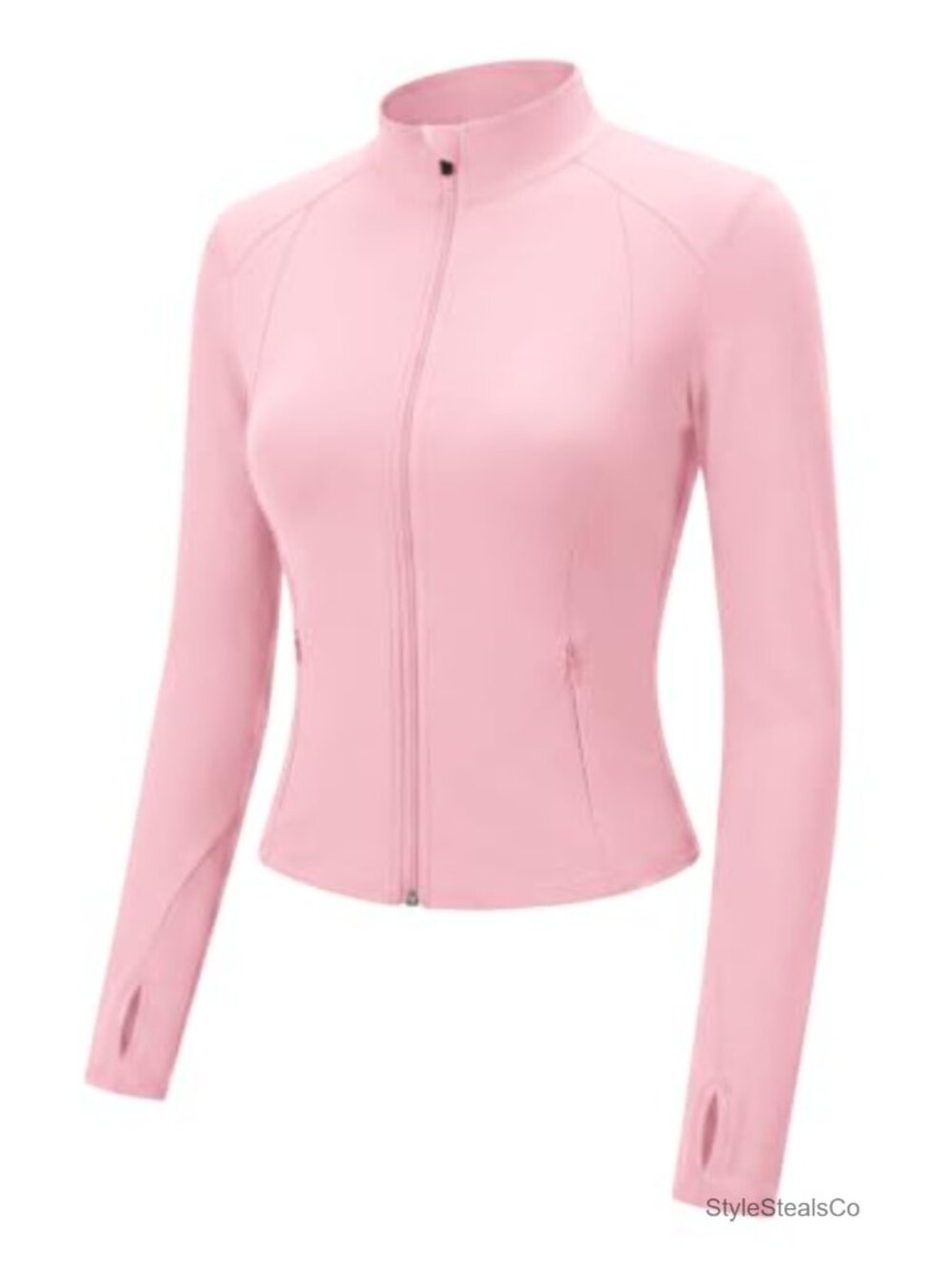Women's Lightweight Zip Up Cropped Athletic Jacket Slim Fit Workout Top